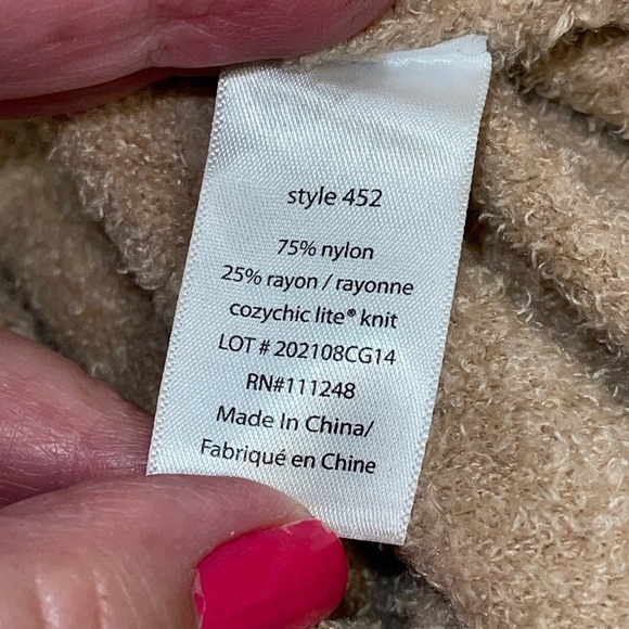 Barefoot Dreams Women’s Cardigan Sz M Tan Open Front Long Sleeve Cozy Chic Lite - Picture 10 of 11